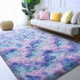 thumbnail image 2 of Conbriboy 6x9 Area Rugs For Living Room Tie-dye Blue Rainbow Rug, Fluffy Shaggy Fuzzy Plush Furry Large Floor Carpet,Non-Slip Carpet Anti-Slip Washable Modern Soft Rug For Bedroom, 2 of 7