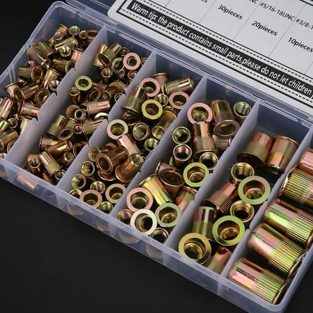 

Fugacal 155pcs / Box Inch Colored Zinc Plating Carbon Steel Rivet Nut Rust-Proof Insert Nut Insert Nut Carbon Steel Rivet