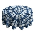 thumbnail image 4 of Blue White Tie Dye Mandala Pattern Round Tablecloth 60"x60",Wrinkle Wipeable Table Cloth for Kitchen Dining Room Picnic Patio Party, 4 of 6