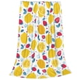 thumbnail image 2 of Honeii Strawberry Lemon Print Fleece Blanket - Throw Blanket for Bed, Sofa, Couch, Camping, and Travel , Microplush Ultra Soft Warm Blanket-60"x50", 2 of 7