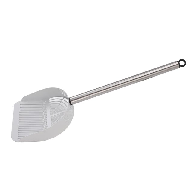 Stainless Steel Mesh Cat Litter Scoop, Long Handle Cat Scooper, Deep Shovel, Metal Scoop for Pet Litter Box with Half Round Shape Design, Ideal for Beaches, Pet Litter Boxes