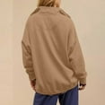 thumbnail image 6 of ManxiVoo Oversized Button Down Neck Pullover Sweatshirt for Women Long Sleeve Casual Comfortable Daily Wear Tops XL Size Khaki, 6 of 9