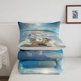 thumbnail image 5 of Manfei Pretty Pearl Full Size Comforter Sets,Cartoon Seashell Bedding Comforter Set,Blue Yellow,Light Gray Reversible,3pcs,1 Comforter and 2 Pillowcases, 5 of 8