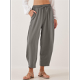 thumbnail image 4 of Women'S Summer High Waisted Baggy Pants Casual Ankle Length Trouser Slacks with Pockets Grey XXXL, 4 of 6