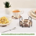 thumbnail image 5 of Yayeee 6 PCS Drink Coasters with Holder Set Woven Absorbent Round Tabletop Hot Pad, White Cakes Pattern, 5 of 7