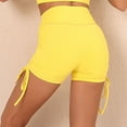 thumbnail image 4 of Womens Workout Shorts Side Tie Hot Yoga Shorts Tummy Control Leggings Solid Color Running Short Tights Sweapants Short, 4 of 6