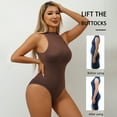 thumbnail image 3 of Baywell Women's Turtle Neck Sleeveless Bodysuit T-shirt Body Suits with Thong Design Decorations, 3 of 6