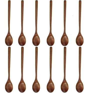 Wooden Spoons, 12 Pieces 9 Inch Wood Soup Spoons for Eating Mixing Stirring, Long Handle Spoon with Japanese Style Kitchen Utensil