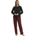 thumbnail image 3 of LNFINTDO Matching Couple Pajama Set, Matching Pjs for Couples, Plaid Pajama Set for Women and Men Soft Warm Fleece Shirt and Pants Sleepwear Set, Red Plaid, Medium, 3 of 7