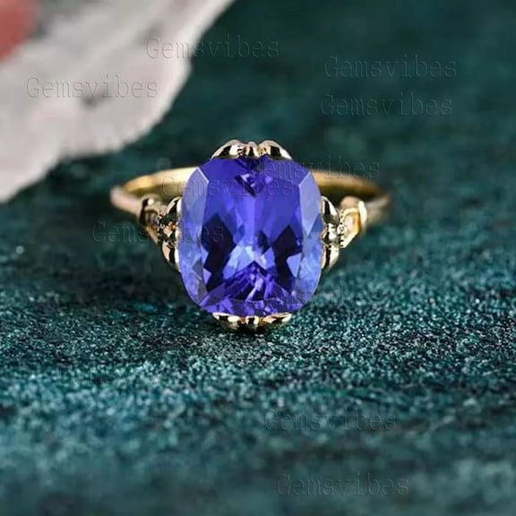 Gems Vibes Unique Tanzanite Ring Oval gemstone Ring For women 925 Sterling Silver Ring Promise Gift For Her December Birthstone Tanzanite Ring Elegant Statement Ring