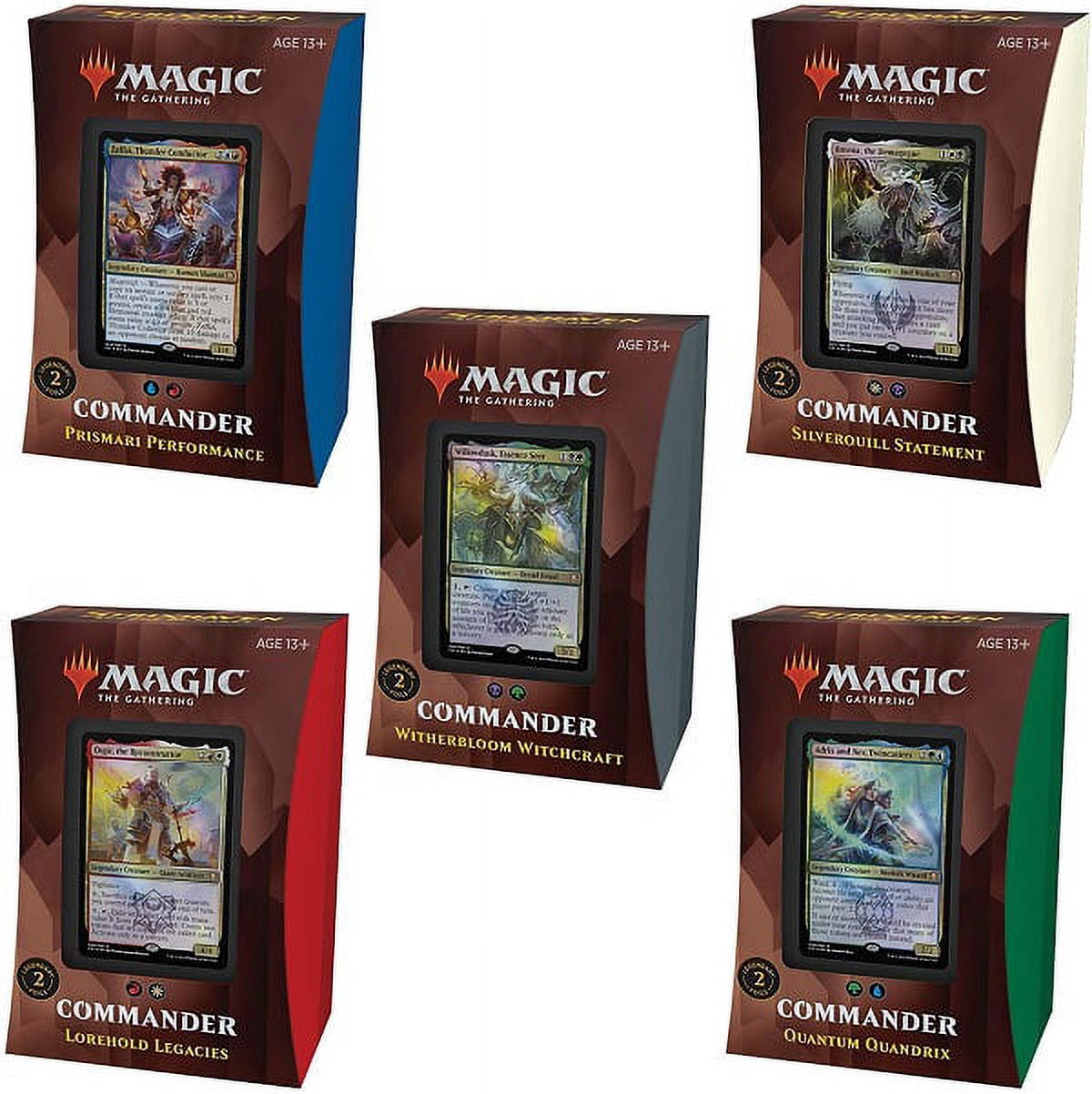 Magic The Gathering Strixhaven Commander Deck Bundle - Includes 1 Silverquill Statement + 1 Prismari Performance + 1 Witherbloom Witchcraft + 1 Lorehold Legacies + 1 Quantum Quandrix