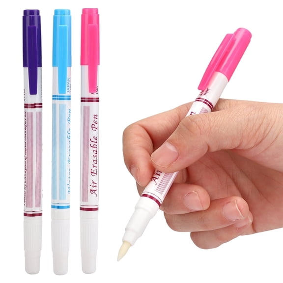3pcs Fabric Marking Pens Disappearing Ink Marking Pen Fabric Marker Air Erasable Pen for Cloth Sewing Marking Tracing, Double Head