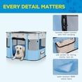 thumbnail image 4 of Portable Dog Cat Playpen Foldable Pop Up Pet Play Pen Travel Crate with Floor and Mesh Door Top - L, Blue, 4 of 6
