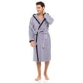 thumbnail image 1 of Men's Waffle Wave Hooded Robe Spa Robes 100% Terry Cotton Bathrobes Calf Length Gray M, 1 of 8