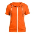 thumbnail image 6 of Fnooota Womens Zip up Hoodies, Short Sleeve Lightweight Drawstring Casual Athletic Jackets with Pockets Orange Size 2XL, 6 of 6