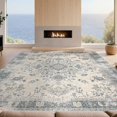 thumbnail image 2 of Design&I 8'x10' Washable Area Rug Extra Large Skid-Resistant Low Profile Beige Vintage Grey Scroll Border Distressed Taupe Textured That for Living Room, Family, 2 of 7