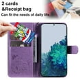 thumbnail image 4 of For Samsung S22 Case, Mantto PU Leather Cover with Cat Patterned Embossed Cute Painted Flip Wallet Card Case, With Kickstand Hand Strap Magnetic Closure Case For Samsung Galaxy S22, Purple, 4 of 9