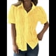 thumbnail image 2 of Blusa de Corta con Cuello Abotonado para Mujer, con Bordado de Ojales Amarillo XL, 2 of 7