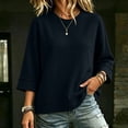 thumbnail image 7 of ZGRBOU Womens Oversized 3/4 Sleeve T-Shirts Waffle Crew Neck Boxy Tops Summer Casual Loose Fit Basic Tunic Shirts, 7 of 7