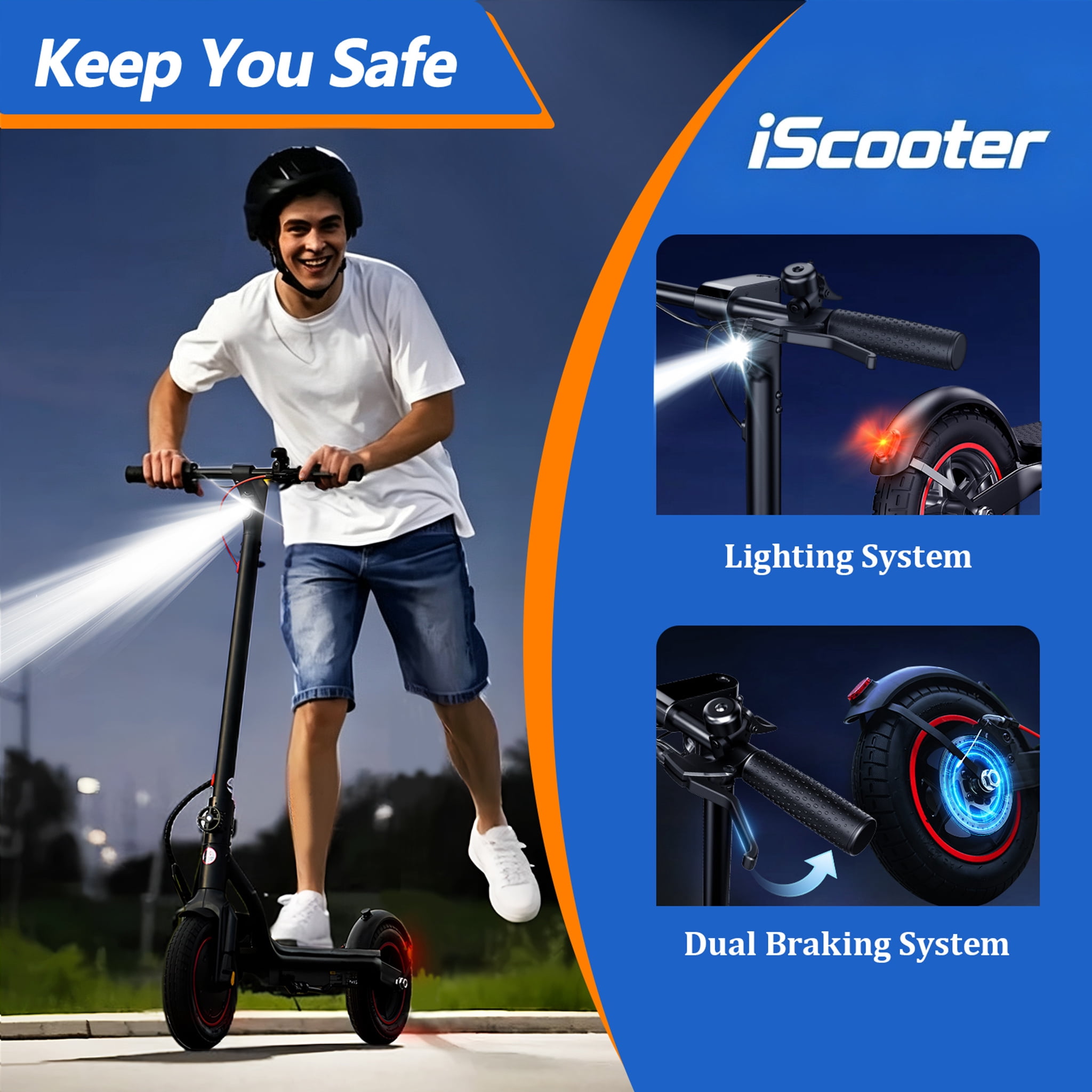 500W Electric Scooter - 10" Tires, Up to 22 MPH & 23 Miles, 3 Speed Modes Foldable Commuter Electric Scooter for Adults