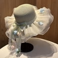 thumbnail image 4 of Delayuji Womens Bowknot Hat Lace Ribbon Decor Breathable UV Protection Summer Hats Travel Stylish Floral Hat Portable Outdoor beach hat Daily Sun Cap, 4 of 4