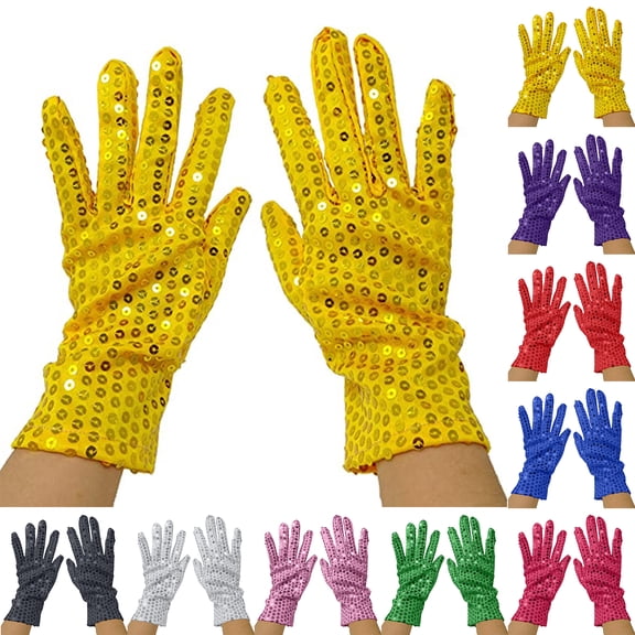 Sparkling Sequin Gloves Costume Gloves Dance Performance Gloves White