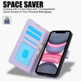 thumbnail image 2 of Allytechgroup Wallet Phone Case for iPhone 11, Built-in Credit Card Slot Shoulder Strap Wrtst Strap PU Leather RFID Blocking Shockproof Full Body Cover for Women Girls, Purple, 2 of 7
