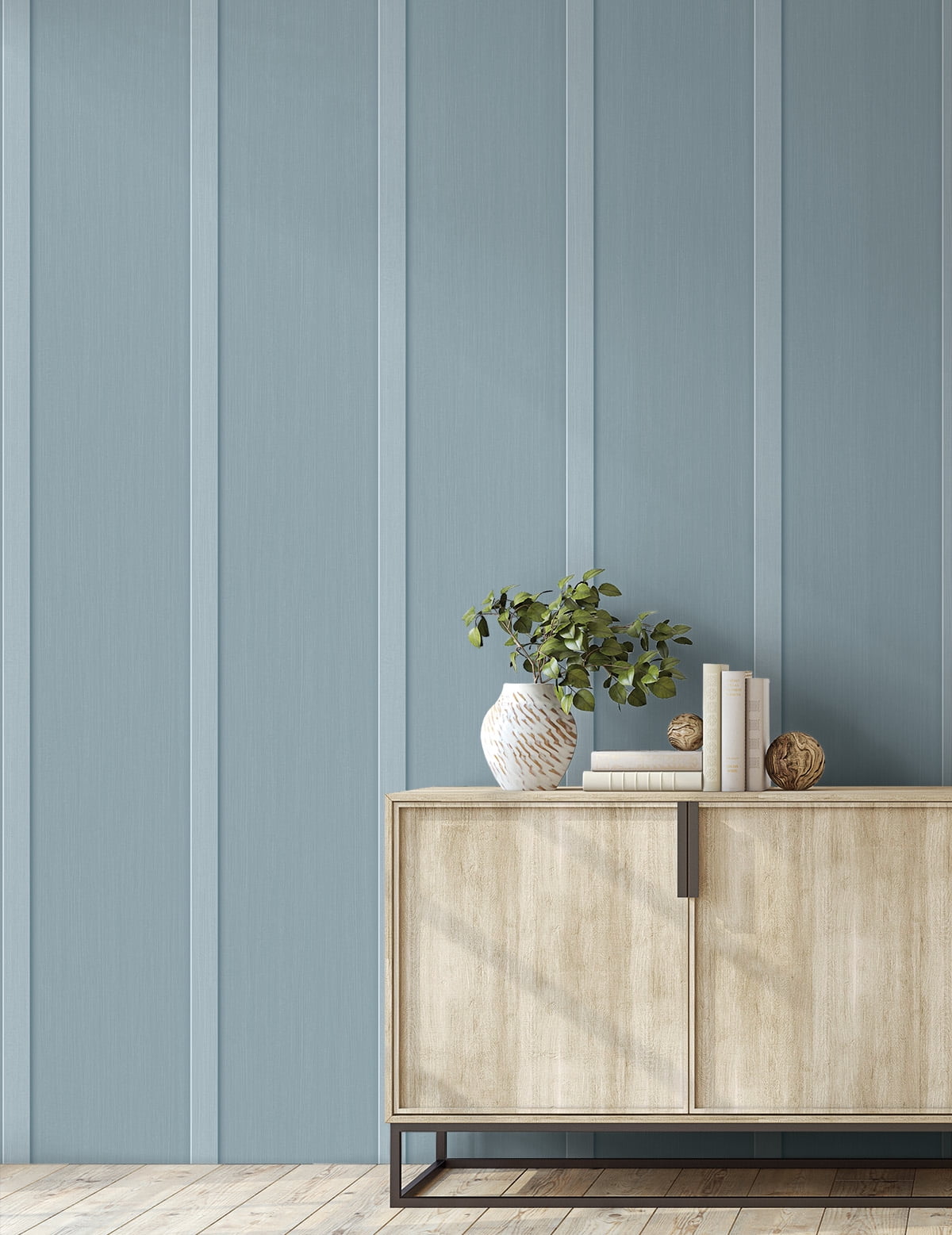 NextWall Blue Stream Faux Board & Batten Peel and Stick Wallpaper