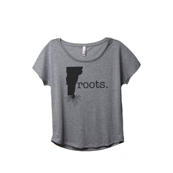 Thread Tank Home Roots State Vermont VT Women's Relaxed Slouchy Dolman T-Shirt Tee Heather Grey Small