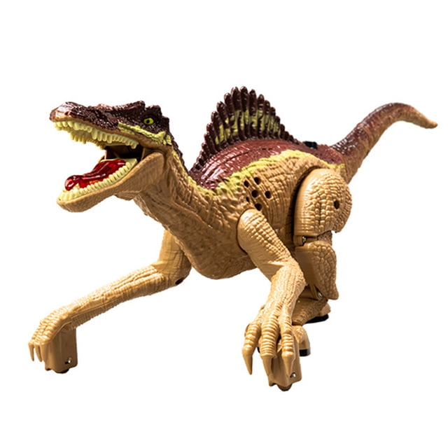 Brown Rc Dinosaur With Light And Sound Effects For Children Jurassic Toy In Plastic Material With Walking Feature Brown