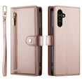 thumbnail image 2 of For Samsung Galaxy A15 4G/5G 6.5-inch Wallet Case for Women Men Multi-Card Slots Zipper Pocket Lanyard Strap Wristlet Leather Phone Case,Pink,For Galaxy A15, 2 of 7