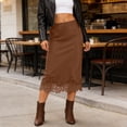 thumbnail image 2 of Tfken Summer Women Skirts Solid Color Low Waist Lace Long Skirts Fashion Casual Daily Wear Female Leisure Clothes Brown, 2 of 5