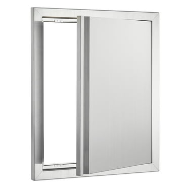 KFFKFF Barbecue Access Door, 18W x 21H Inch Solo Outdoor Cooking Door, Stainless Steel Inset Door, Wall Upright Door with Inset Handle, for Barbecue Island, Grill Station, External Cabinet