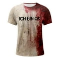 thumbnail image 4 of Halloween T Shirt Men's Casual Round Neck Blood Splatter Pattern Tops Horror Bloody Printed Short Sleeve Tops L, 4 of 5