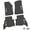 Black w/ Tan & White insert, variant on Flextread Floor Mats for 21-24 Jeep Wrangler 4xe - Mopar Licensed Factory Fit - Black w/ Blue & White Jeep Wave & Wheel Insert - 100% Made in USA