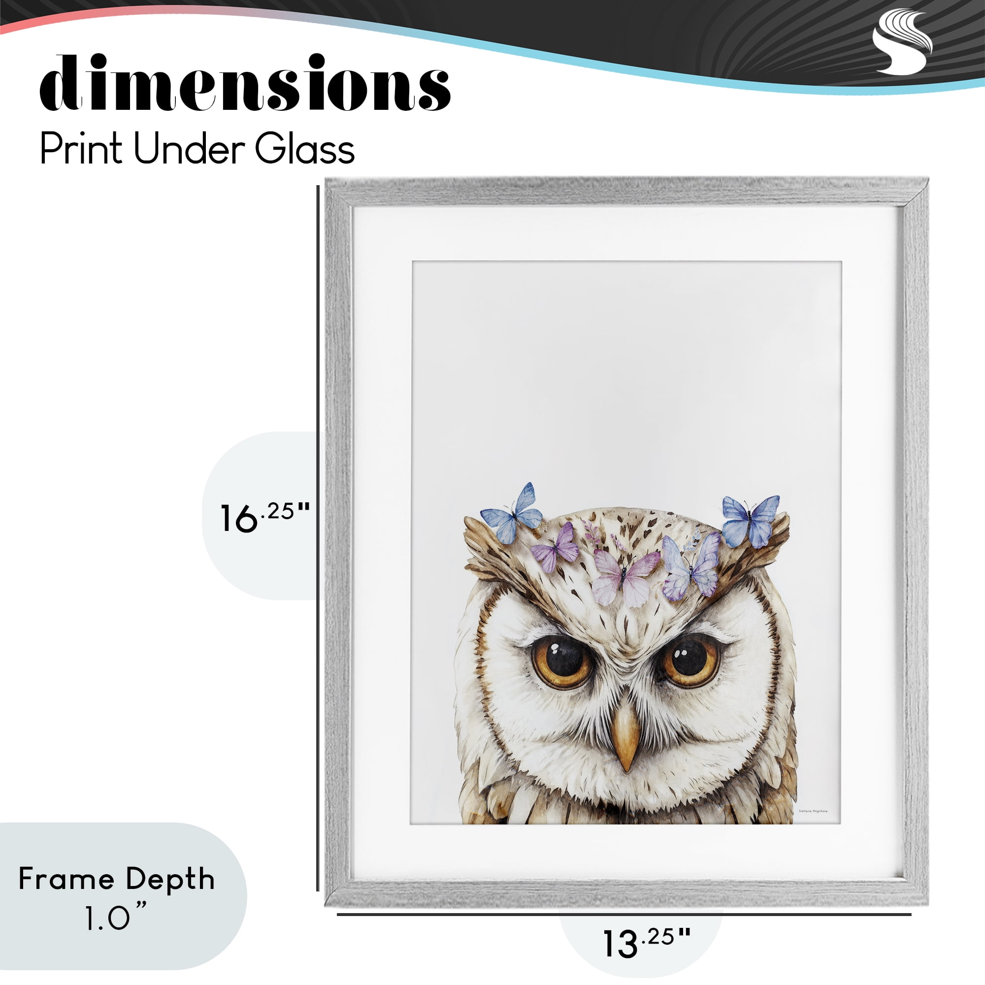 Stupell Industries Owl & Butterfly Wings Gray Framed Print Under Glass, design by Svetlana Aleynikova