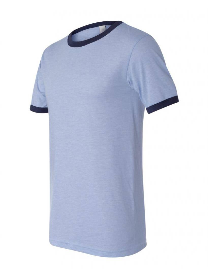 Bella + Canvas Heather RInger Jersey TShirt Heather Blue/Navy