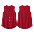 thumbnail image 5 of Xijirk Women's Sleeveless Notch Neck Blouse Button Front Curved Casual Summer Layering Top,L, 5 of 5