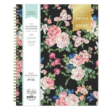 Blue Sky Day Designer 2025-2026 Weekly and Monthly Academic Year Planner Calendar, July 2025 - June 2026, 8.5" x 11", Flexible Cover, Wirebound, Rose Garden