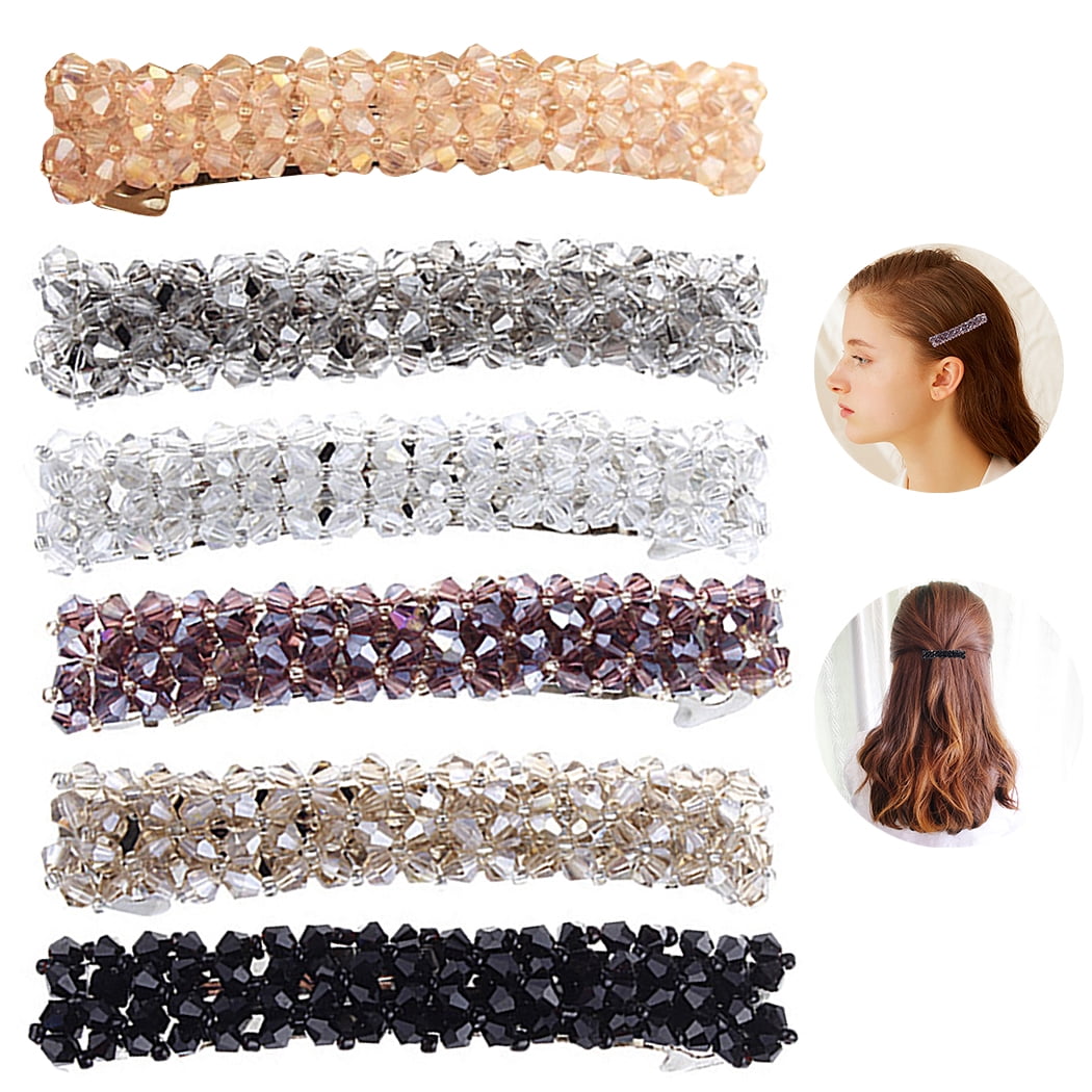 6PCS Women Hair Barrette Rhinestone Hair Clip Decorative Hair Side Clip