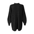 thumbnail image 4 of Women's Pullover Sweater Fashion Mid Length Raglan Sleeve Solid Color Turtleneck Sweater Dress for Stylish Casual Outfits and Seasonal Wear, 4 of 5