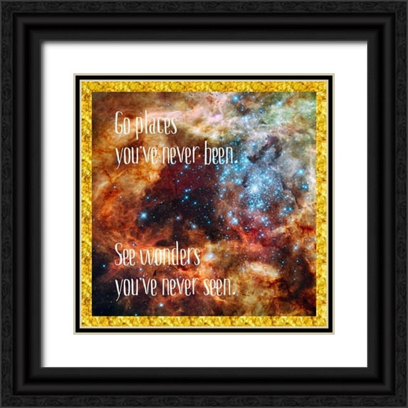Murdock, Ramona 15x15 Black Ornate Wood Framed with Double Matting Museum Art Print Titled - Go Places