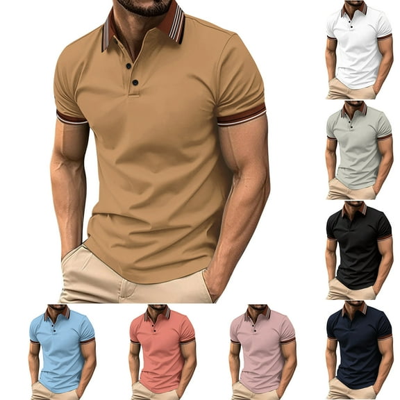 ZRGHAOYLQ Solid Color Shirt Men Plus Size Button Up Henley Shirts Big and Tall Short Sleeve Collared Shirts Tops Business Casual Work Tees