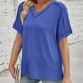 thumbnail image 5 of ZyeKqe Womens T Shirts Casual Short Sleeve Shirts Solid Color Summer Top Loose Fitted Tunic Tops Blouses, 5 of 7