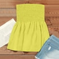thumbnail image 7 of Prdecexlu Tube Tops for Women Plus Size Strapless Smocked Ruffled Cute Off the Shoulder Tank Tops Sleeveless Holiday Shirts Casual Backless Flare Hem Summer Blouses Yellow S, 7 of 7
