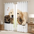 thumbnail image 2 of Homewish Kawaii Dog Cat Kitchen Curtains,Pet Love Theme Black Out Curtains Pack of 2 (42x63 Each),White, 2 of 6