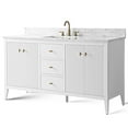 thumbnail image 3 of Vanity Art 60" Bathroom Vanity with Sink, Freestanding Storage Cabinet with Engineered Marble Top, Flip Down Tray, Drawer, and Shelve, 3 of 8