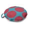 thumbnail image 1 of Vintage Round Floor Cushion with Handle, Geometric Circles Dots Triangles Pointy Floral Inspired Print, Decorative Pillow for Living Room & Dorms, 18" Round, Dark Seafoam Magenta, by Ambesonne, 1 of 4