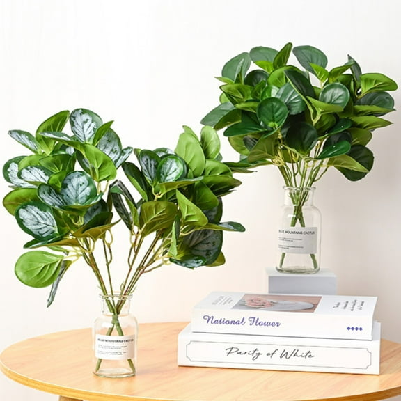 Vnanda 3Stems Faux Eucalyptus Leaves Spray Artificial Greenery Stems Fake Silver Dollar Eucalyptus Branches Plants in Dusty Green for Greenery Wedding Jungle Theme Party