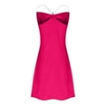 thumbnail image 6 of Wycnly Formal Dresses for Women Cocktail Party Prom Sexy Slim Spaghetti Strap Mini Dresses Sleeveless V-Neck Solid 2024 Summer Short Dress Hot Pink XL, 6 of 6